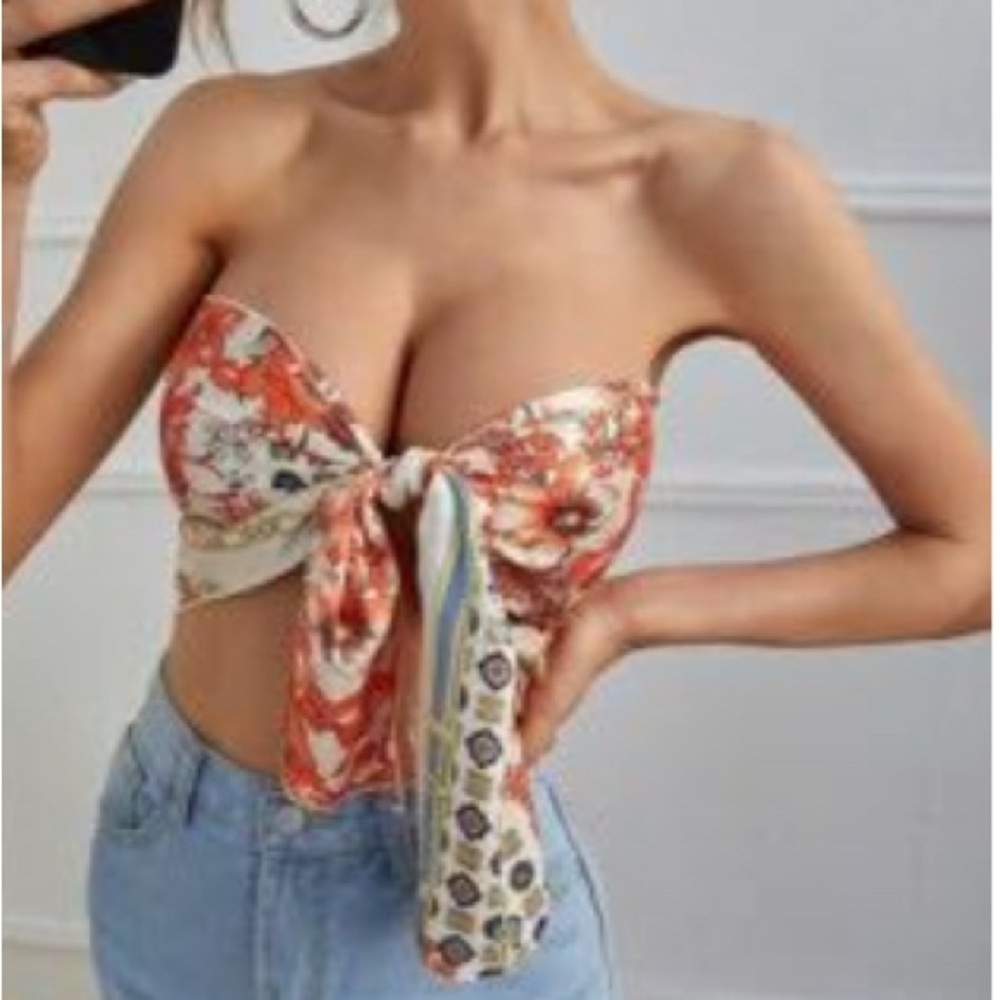 Satin Silk Bandana Floral Top